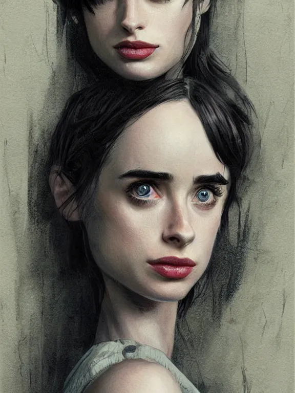 Prompt: portrait pencil sketch of a beautiful young krysten ritter as a fallout 4 character, art by ryo shiotani and greg rutkowski, intricate, rule of thirds, beautiful, cute, cinematic lighting, vintage art by serge ivanoff, drawing by adonna khare