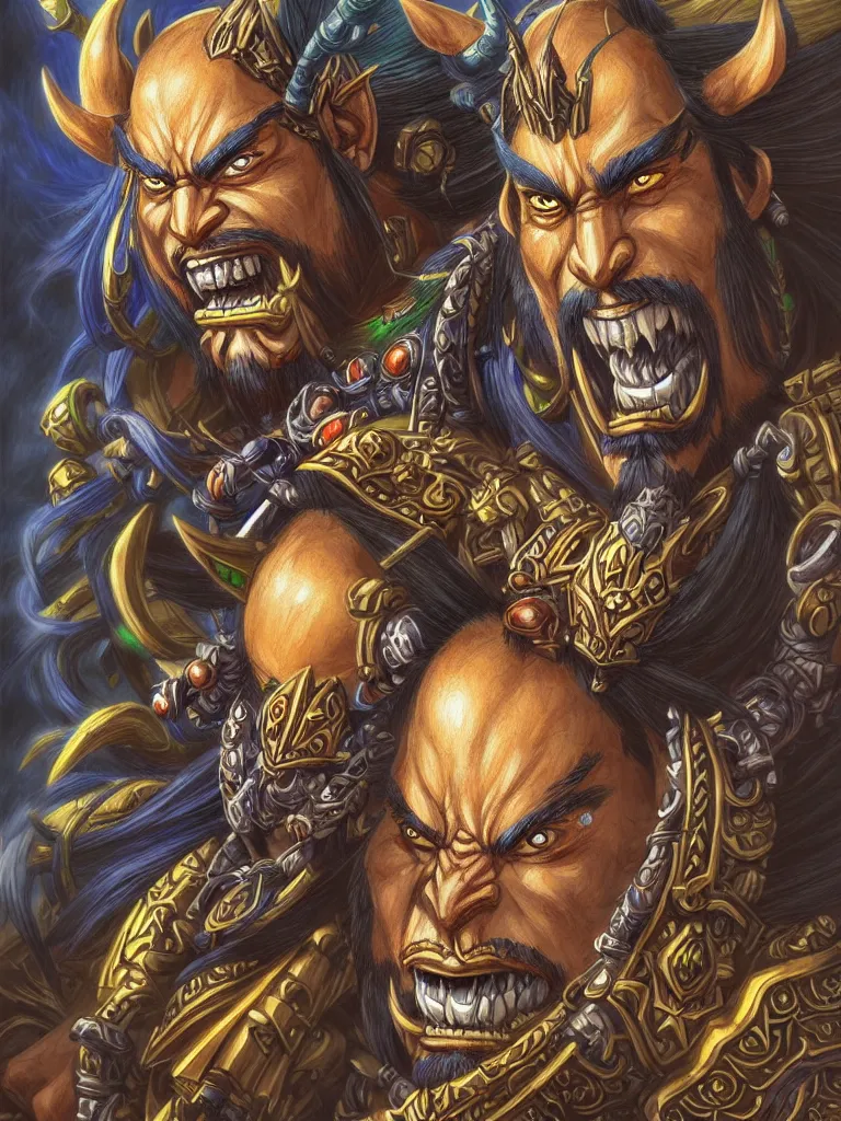 Prompt: Warcraft character in Japanese folklore style portrait drawn by Katsuhiro Otomo, photorealistic style, intricate detailed oil painting, detailed illustration, oil painting, painterly feeling, centric composition singular character