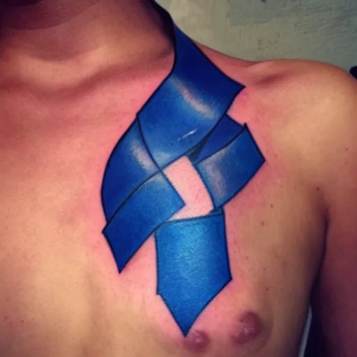 Image similar to tattoo design, stencil, traditional, big blue diabetes ribbon, upper body, by artgerm, artgerm, digital art, blue diabetes ribbon