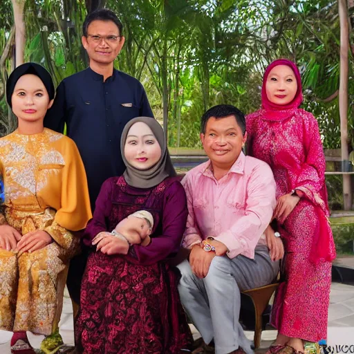 Prompt: an indonesian family portrait, wlop, high resolution, 4 k hd