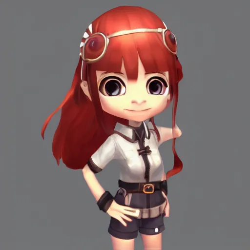 Image similar to female explorer mini cute girl, adoptable, highly detailed, rendered, ray - tracing, cgi animated, 3 d demo reel avatar, style of maple story and aura kingdom, maple story indiana jones, cool clothes, soft shade, soft lighting, portrait pose