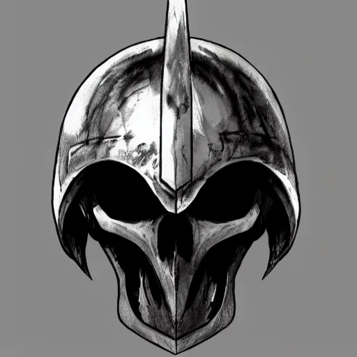 Image similar to crow skull knight helmet, headshot, side elevation, grimdark, fantasy, dark souls, b & w, concept art