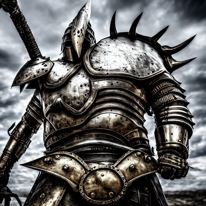 Prompt: photo of a warrior with metal whale themed armour, highly detailed, 4 k, hdr, smooth, sharp focus, high resolution, award - winning photo