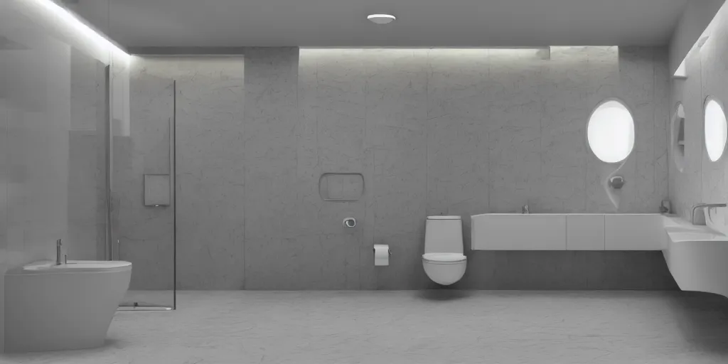 Image similar to 3 d octane render ultra photorealistic hyper detailed isometric diorama of a bathroom