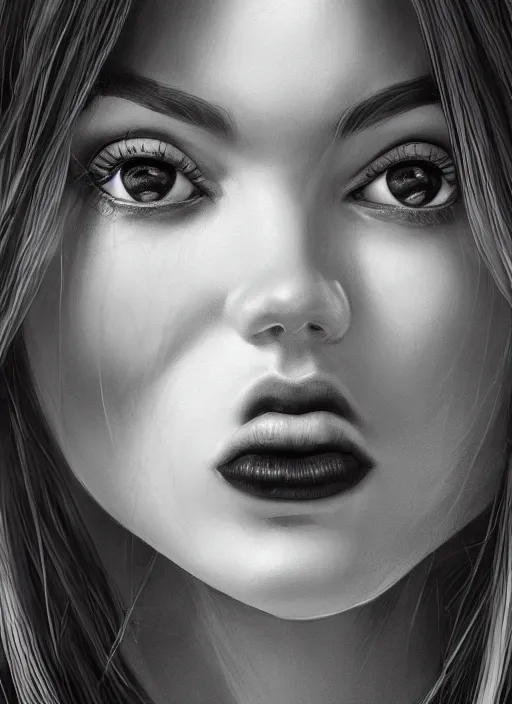 Image similar to up close portrait of a beautiful woman in black and white, art by diego fazio and diegoKoi and oscar Ukono, concept art, sharp focus, artgerm, 8k highly detailed