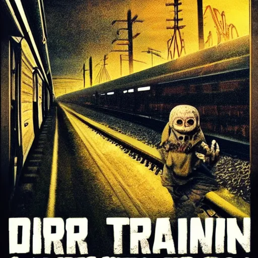 Prompt: horror movie poster based on evil trains