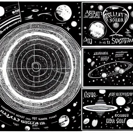 solar system art black and white