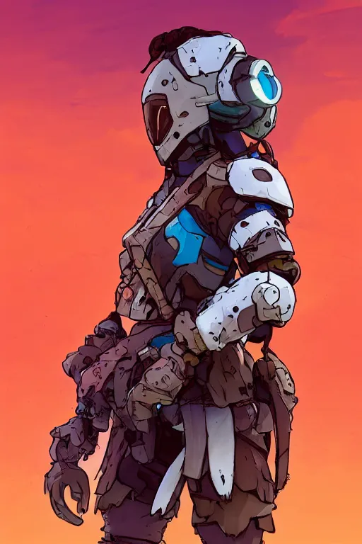 Image similar to combination suit armor aloy horizon forbidden west horizon zero dawn robot ninja mask helmet backpack tribal, art gta 5 comics, official fanart behance hd artstation by jesper ejsing, by rhads, makoto shinkai and lois van baarle, ilya kuvshinov, ossdraws radiating a glowing aura cgi rtx 2 0 2 2