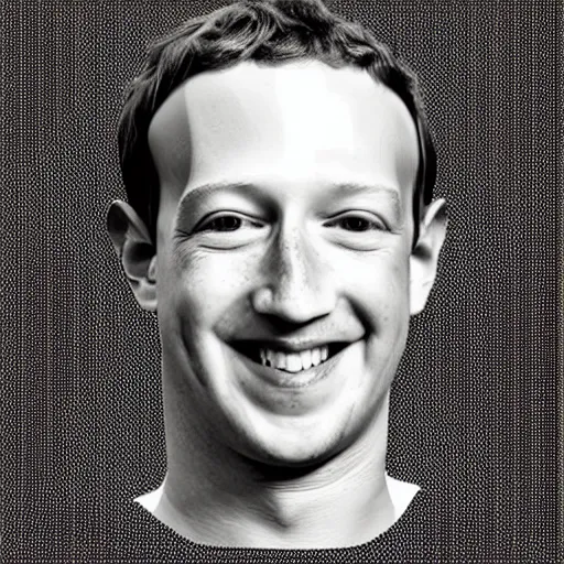 Image similar to seamless looping design of disembodied mark zuckerberg's head on striped white and black background