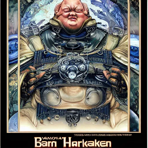 Image similar to portrait of baron vladimir harkonnen, symmetrical, by yoichi hatakenaka, masamune shirow, josan gonzales and dan mumford, ayami kojima, takato yamamoto, barclay shaw, karol bak