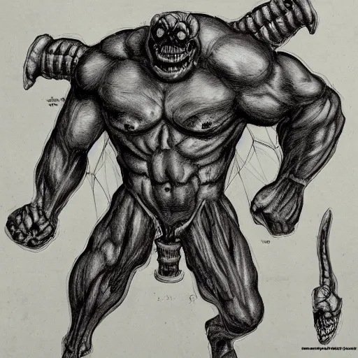 Image similar to Doom captured Mancubus anatomical study