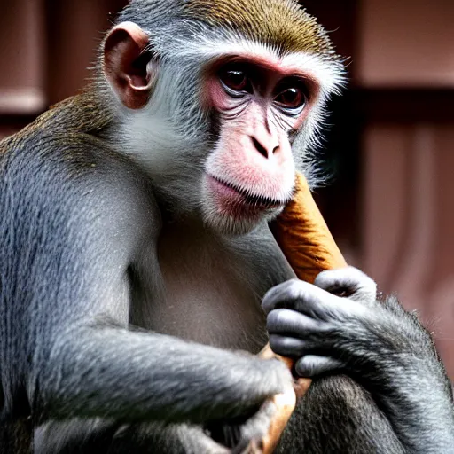 Image similar to Monkey smoking a cigar, award-winning photo