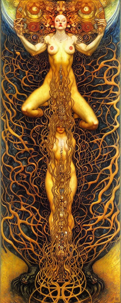 Image similar to Divine Chaos Engine by Karol Bak, Jean Delville, William Blake, Gustav Klimt, and Vincent Van Gogh, symbolist, visionary