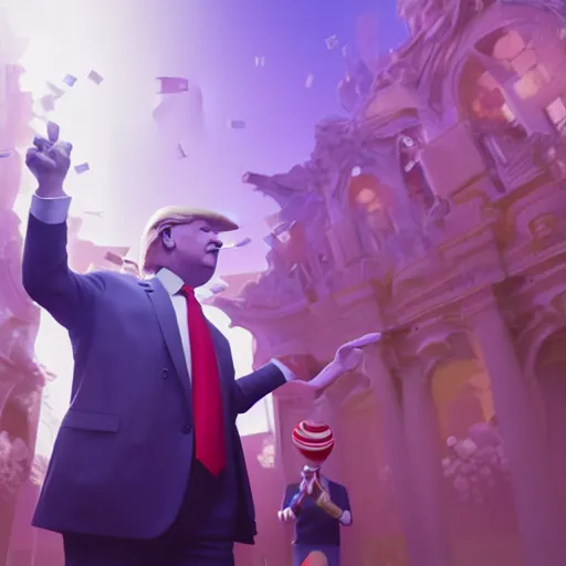 Prompt: Donald Trump flossing fornite dance, fullbody, ultra high detailed, glowing lights, oil painting, unreal 5, DAZ, hyperrealistic, octane render, RPG portrait, dynamic lighting, fantasy art