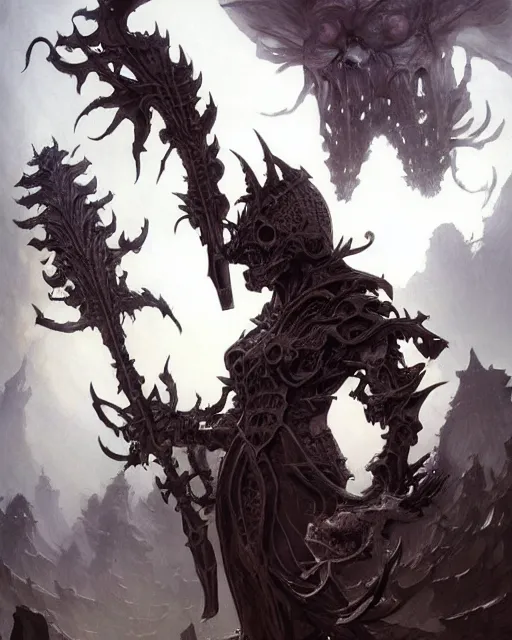 Image similar to The last enemy that shall be destroyed is death, full body image, artwork by artgerm, Luminism, medievil spear, D&D, extraordinary phenomenon, fantasy, intricately detailed, elegant, digital painting, smooth, sharp focus, art by Greg Rutkowski, art by Ruth Asawa, art by Stephan Martiniere, art by Ted Nasmith, art by H.R. Giger