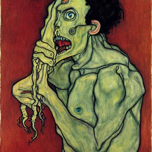 Prompt: portrait of cthulhu by egon schiele in the style of greg rutkowski