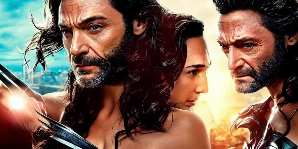 Prompt: movie poster featuring gal gadot as wolverine, ultrarealistic, cinematic, volumetric effects