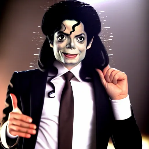 Image similar to mr. beans as michael jackson. movie still, cinematic lighting.