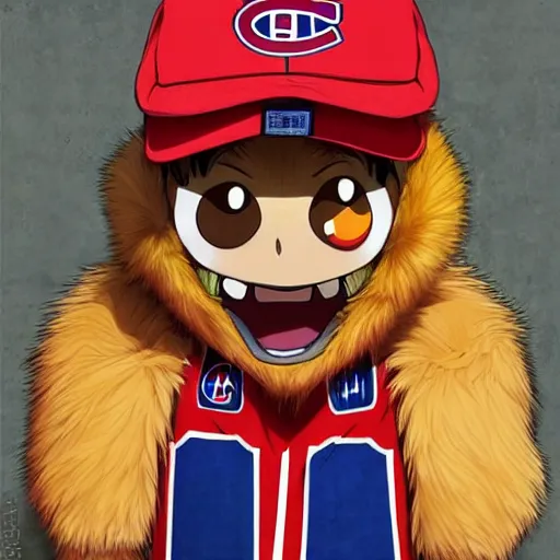 Image similar to anime Portrait of Youppi the Habs Montreal Canadiens Mascot as a very cute powerful and friendly pokemon, highly detailed anime, high evolution, 1990s, legendary, smooth, sharp focus, dynamic lighting, intricate, trending on ArtStation, illustration pokemon, art by WLOP