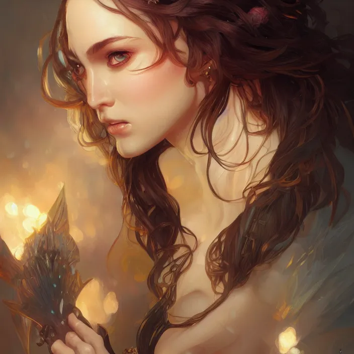 Prompt: portrait of a hot woman, D&D, fantasy, highly detailed, digital painting, artstation, smooth, sharp focus, illustration, art by artgerm and greg rutkowski and alphonse mucha