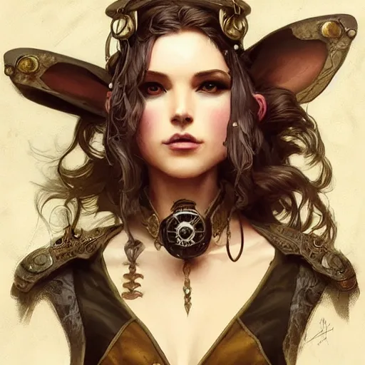 Image similar to outlaw rabbit wearing steampunk costume, fantasy, intricate, very very beautiful, elegant, highly detailed, digital painting, artstation, concept art, smooth, sharp focus, illustration, art by artgerm and greg rutkowski and alphonse mucha