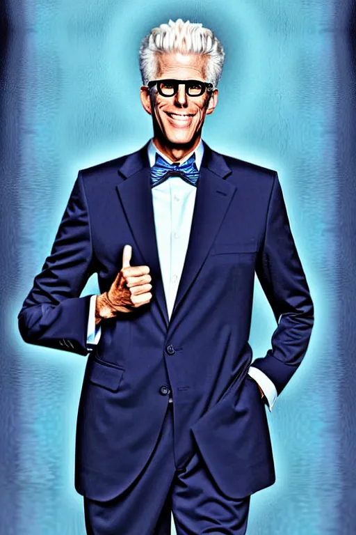 Image similar to a painting of ted danson in the good place, art by robin eley