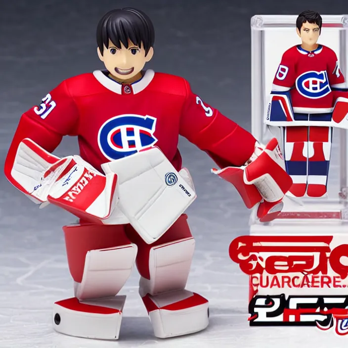 Image similar to Carey Price Goaltender, An anime Nendoroid of Carey Price, goalie Carey Price, number 31, Montreal Habs Canadiens figurine, detailed product photo