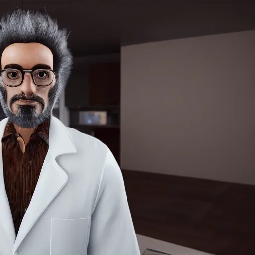 Image similar to a scientist man with a tiger head and a white blouse, ultra detail, ultra realistic, unreal engine, 8 k