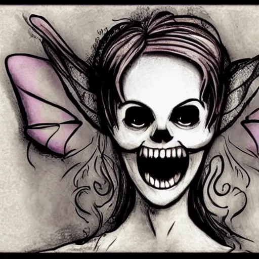 Image similar to Scary tinker bell, horror, skull, scary, Drawn by Pixar