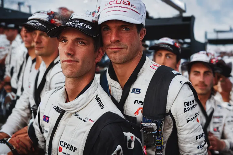 Prompt: closeup portrait of a pit crew at the formula 1, by Steve McCurry and David Lazar, natural light, detailed face, CANON Eos C300, ƒ1.8, 35mm, 8K, medium-format print