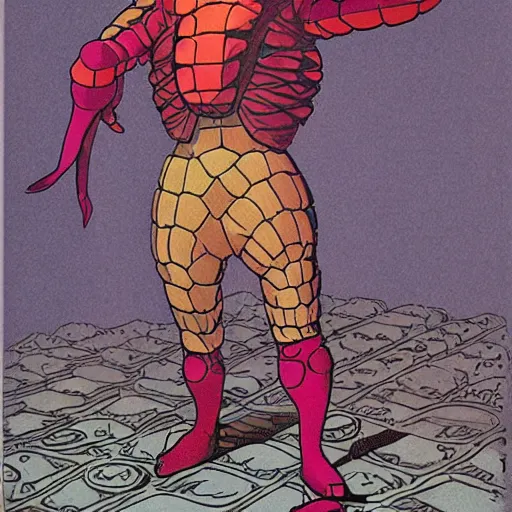 Image similar to anthropomorphic turtle hero by moebius