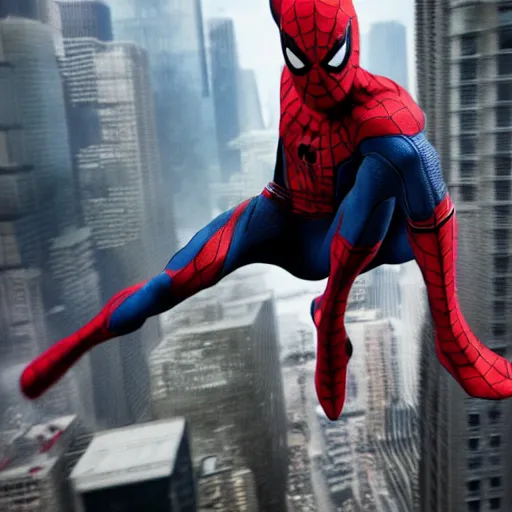 Image similar to ryan reynolds as spider - man, cinematic, volumetric lighting, f 8 aperture, cinematic eastman 5 3 8 4 film, photorealistic