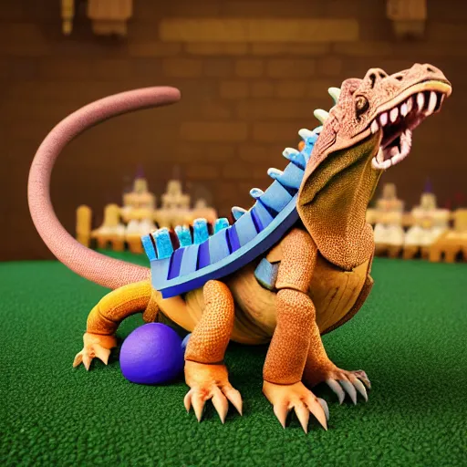 Prompt: clash royale model of a giant lizard with a long tongue