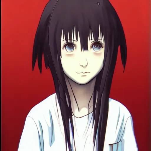 Image similar to a portrait of Lain from serial experiments: Lain Shinji Aramaki