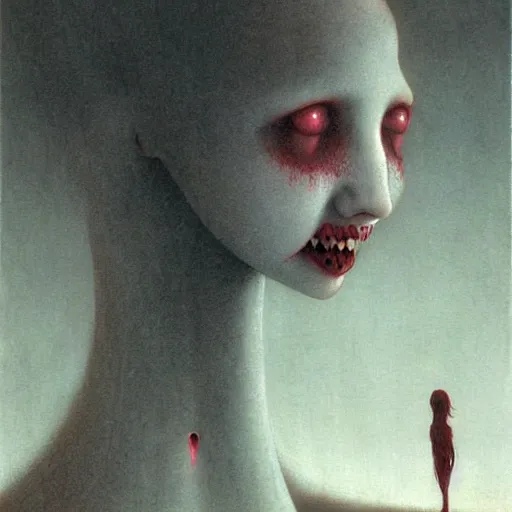 Prompt: A cute vampire girl by Beksinski