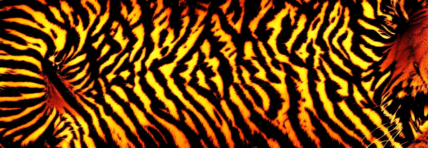 Image similar to 3d mandelbulb fractal of a Tiger, Tiger, Tiger patterns, Tiger fur, 3d mandelbulb fractal, visual depth, high quality, shadowing, fractal render, Orange, Black, White, 4k, 8k