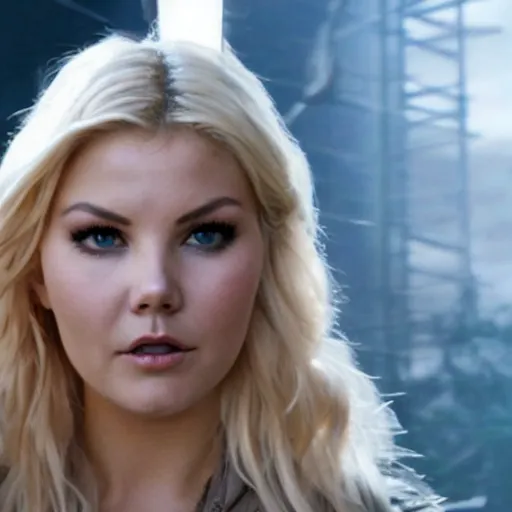 Image similar to elisha cuthbert as a warrior in a dystopian future