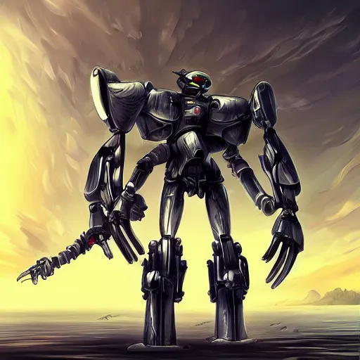 Image similar to realistic combat mecha in the style of junji ito, cyril rolando, metal shaded