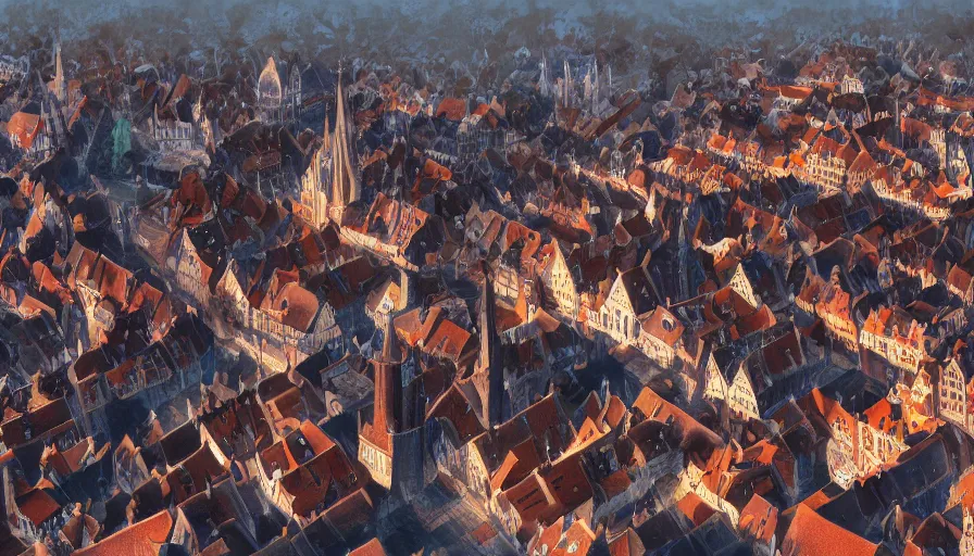 Image similar to Digital painting of Bruges, hyperdetailed, artstation, cgsociety, 8k