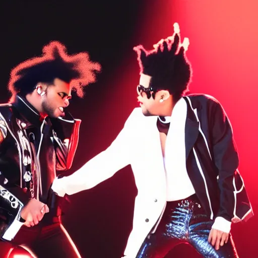 Image similar to Michael Jackson and the Weeknd blinding billie lights Jean