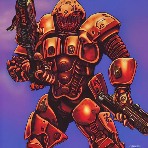 Prompt: doomslayer, by Hirohiko Araki