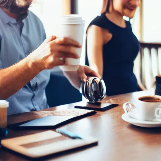 Image similar to stock photograph of people enjoying making a gantt chart, movement, energy, coffee