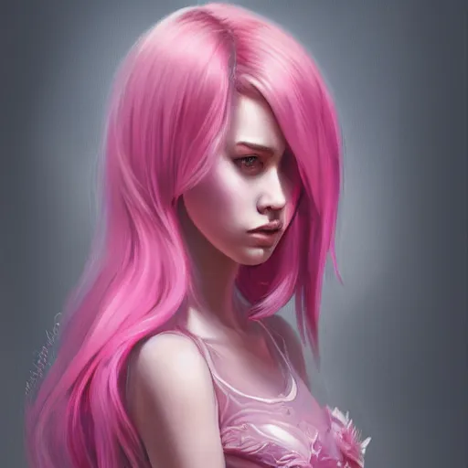 Image similar to teen girl, full body, pink hair, gorgeous, amazing, elegant, intricate, highly detailed, digital painting, artstation, concept art, sharp focus, illustration, art by Ross tran