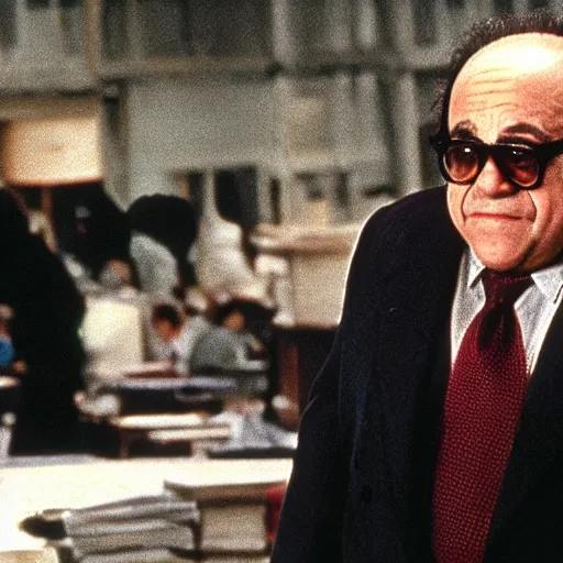 Prompt: A still of Danny Devito in Schindler's List