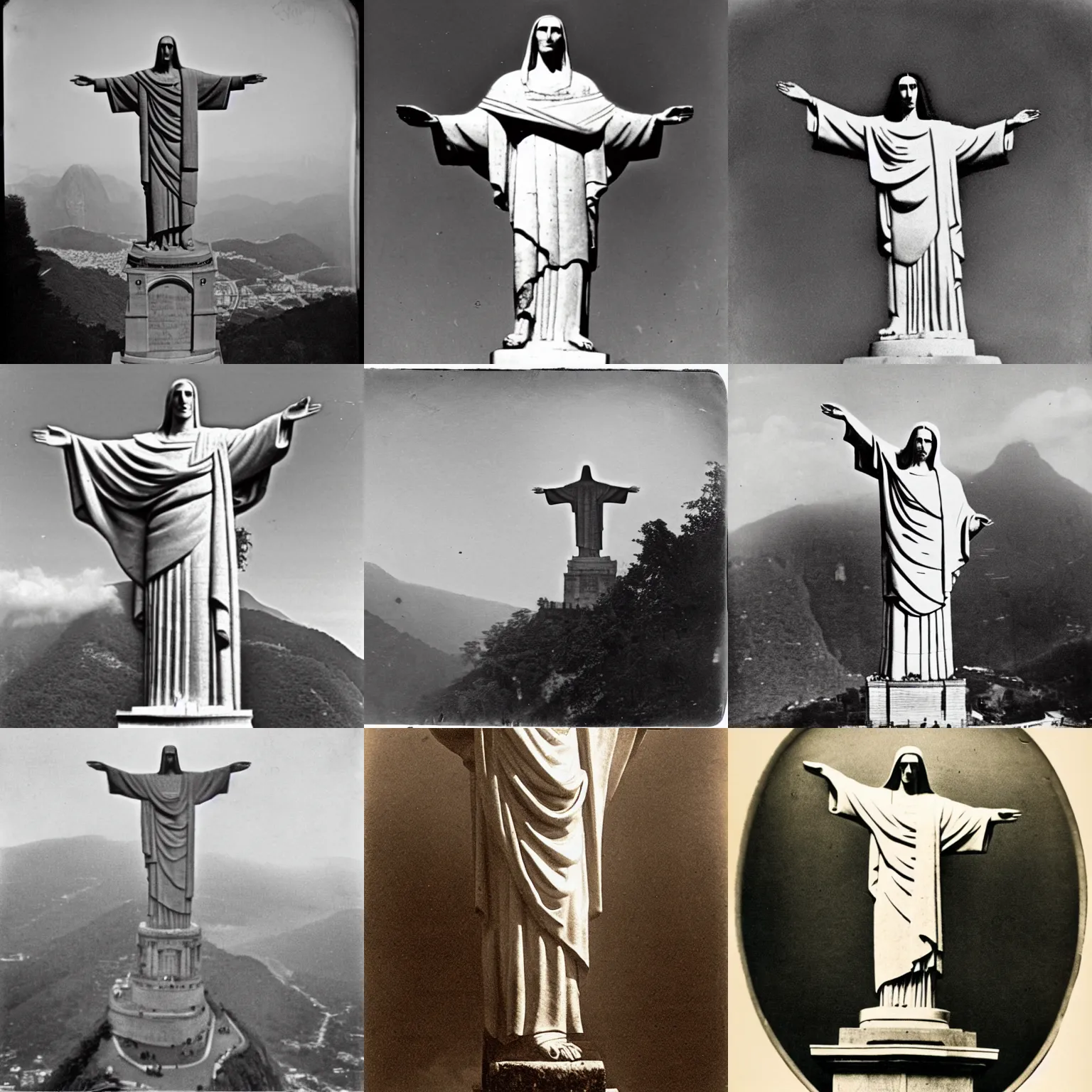 Image similar to Christ the Redeemer statue, 1860s photograph