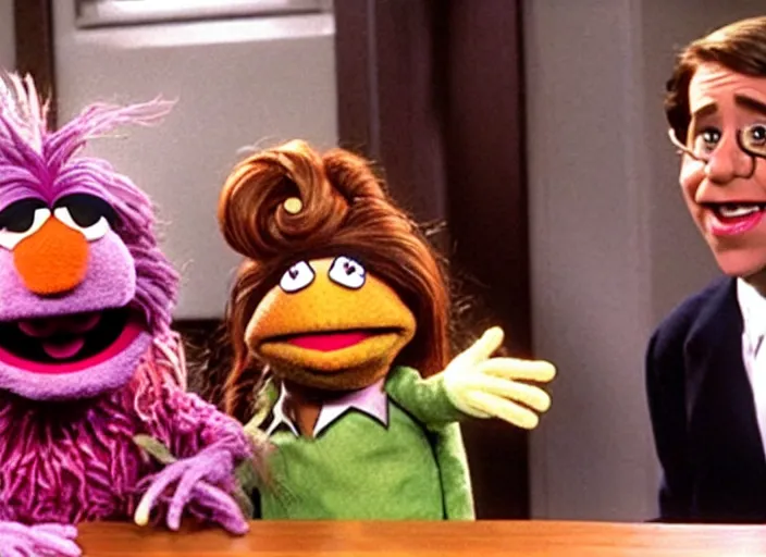 Image similar to film still of!!! muppet muppet!!!!! pam beesly as a muppet muppet muppet as a muppet as a muppetin the tv show the office