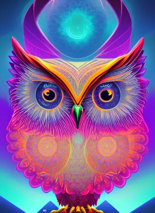 Image similar to symmetry!! product render poster vivid colors divine proportion owl, divine, glowing fog intricate, elegant, highly detailed, digital painting, artstation, concept art, smooth, sharp focus, illustration,