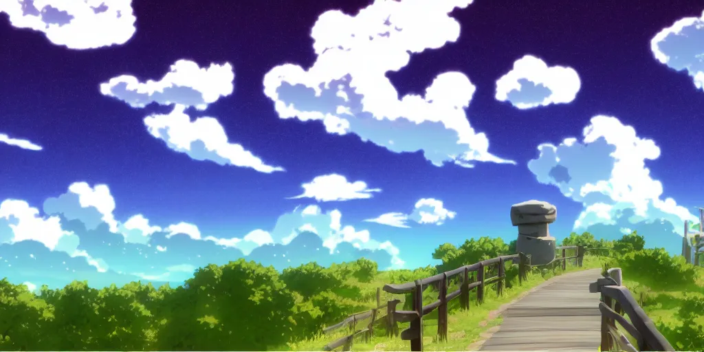 Image similar to A background for an anime-themed social media profile sky bright clouds bloom effect from Skyrim blender studio ghibli clouds