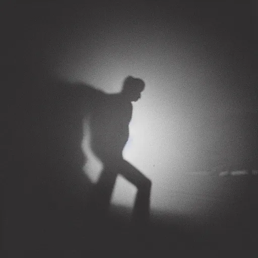 Prompt: 1987 photo of creature lurking in the dark, realistic, 8k, dim light, creepy, shadow, moody