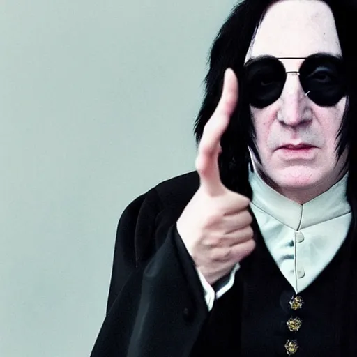 Image similar to Severus Snape dressed as Billie Eilish
